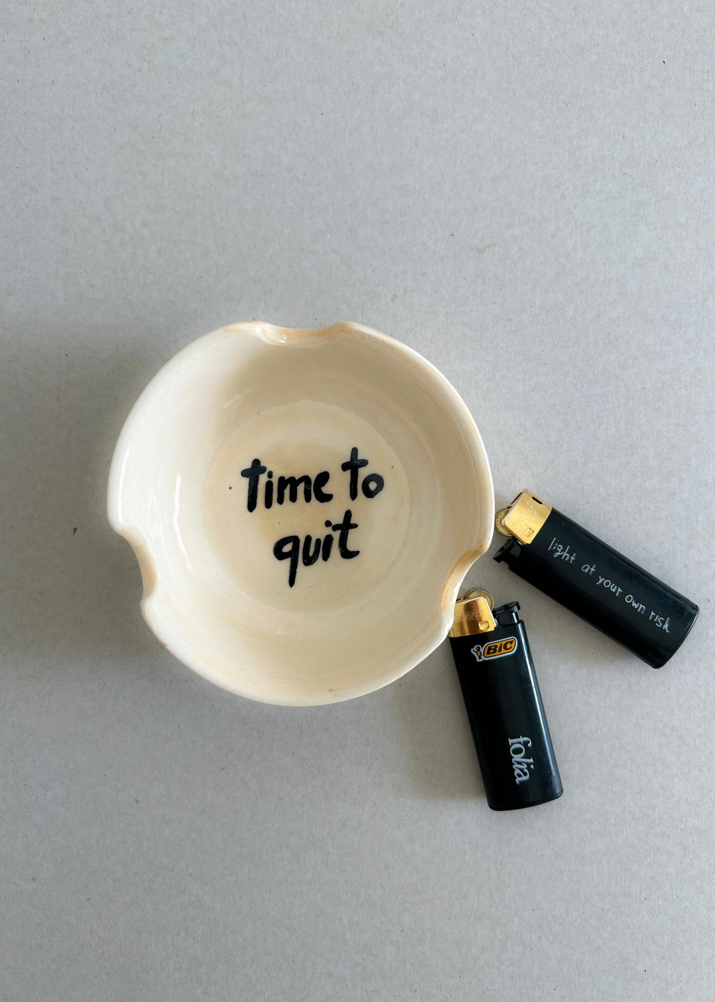 Ceramic Ashtray - Time to quit