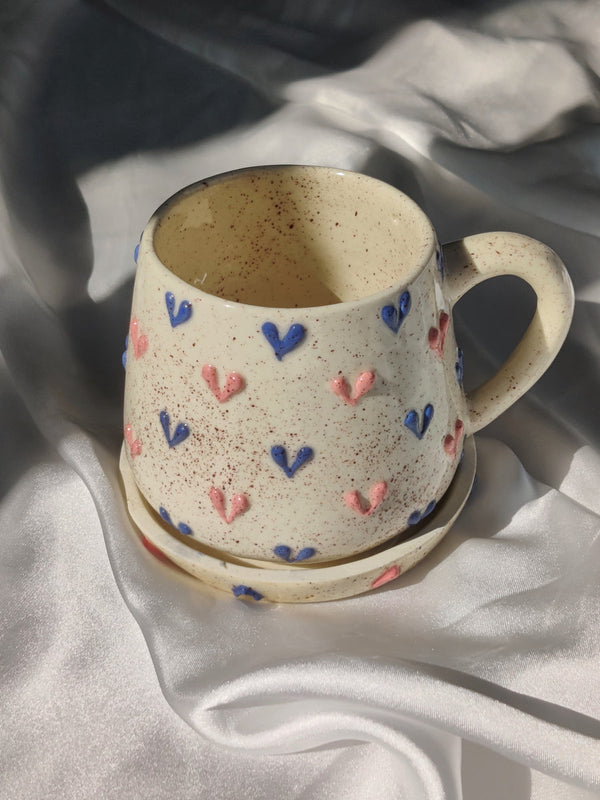 pink & blue 3D hearts mug