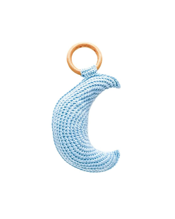 moon crochet rattler - blue