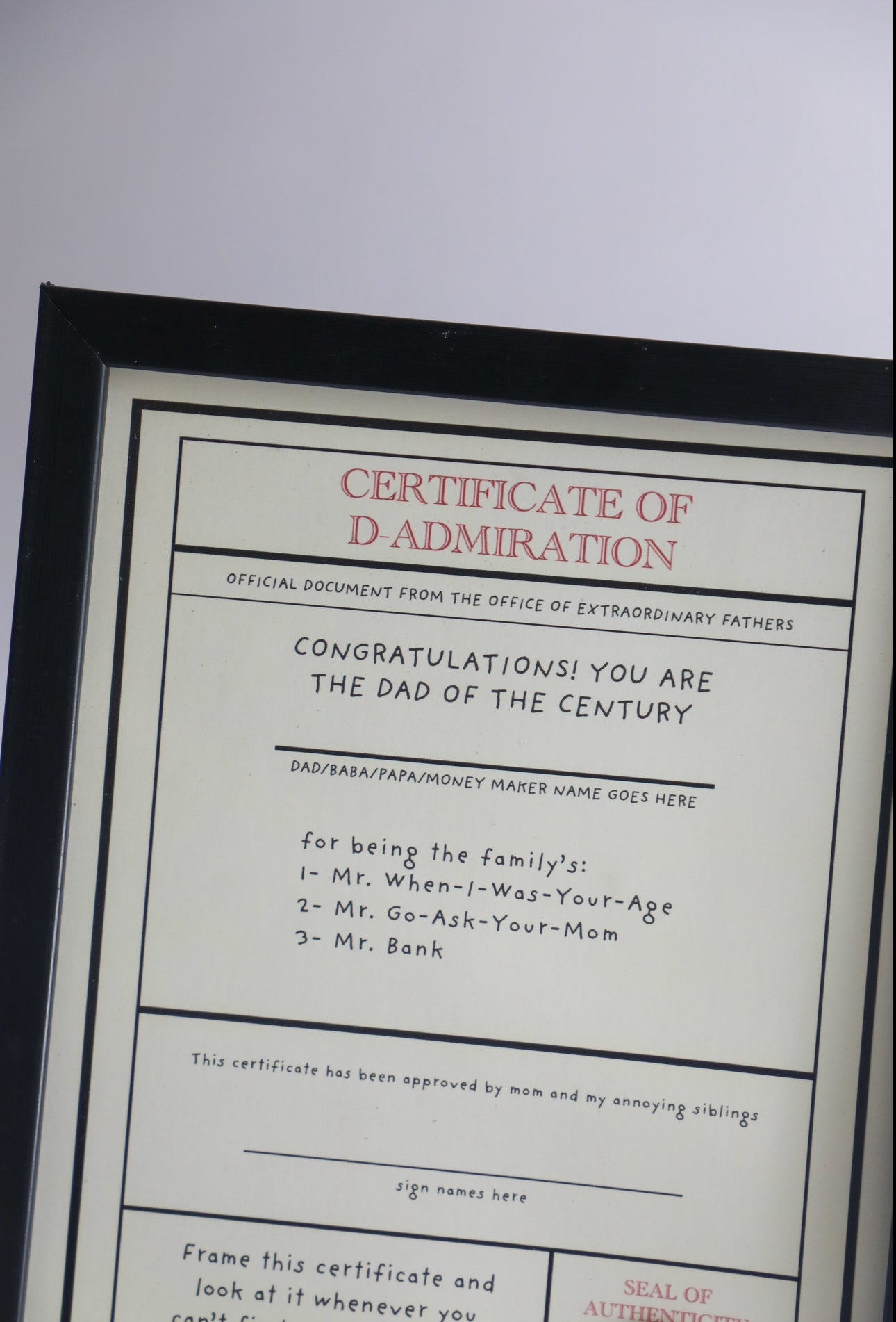 Dad Certificate