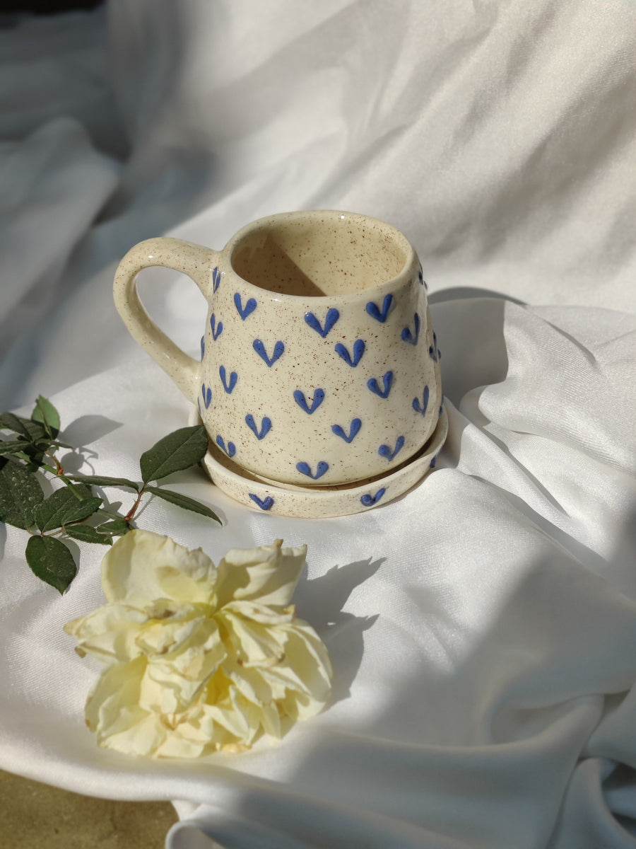 3D blue hearts mug