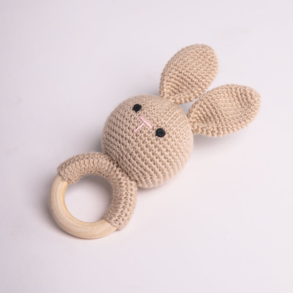 Crochet Bunny Rattle (Neutral)