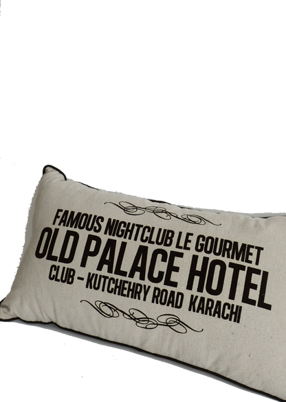 Add a touch of nostalgia to your home with this unique cushion! It's printed with 'Old Palace Hotel' in bold lettering that will transport you back in time. 