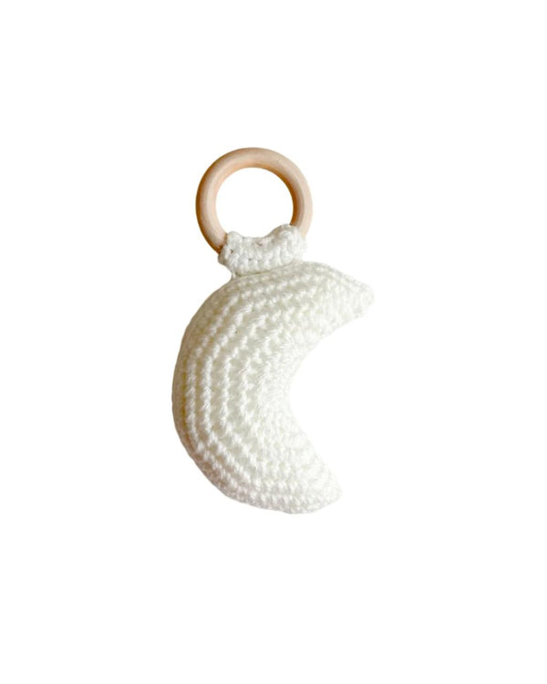 moon crochet rattler - white