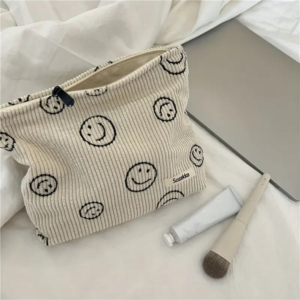 smiley face corduroy bag