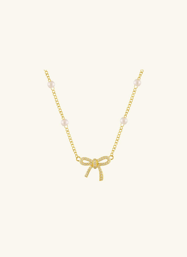 pearl & bow necklace