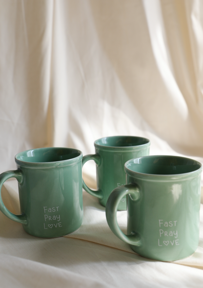'Fast Pray Love' mug